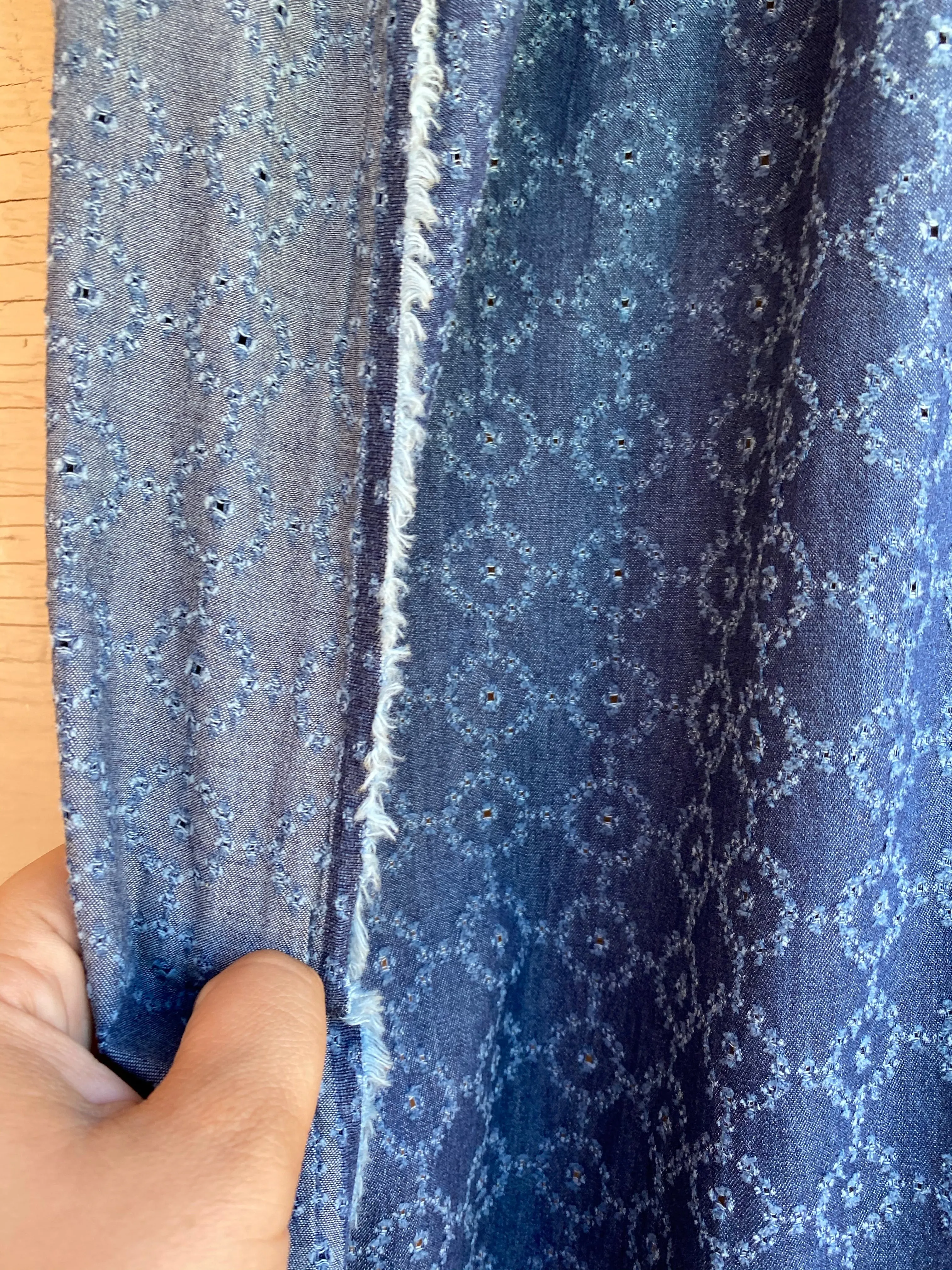 Perforated Circles Denim Woven