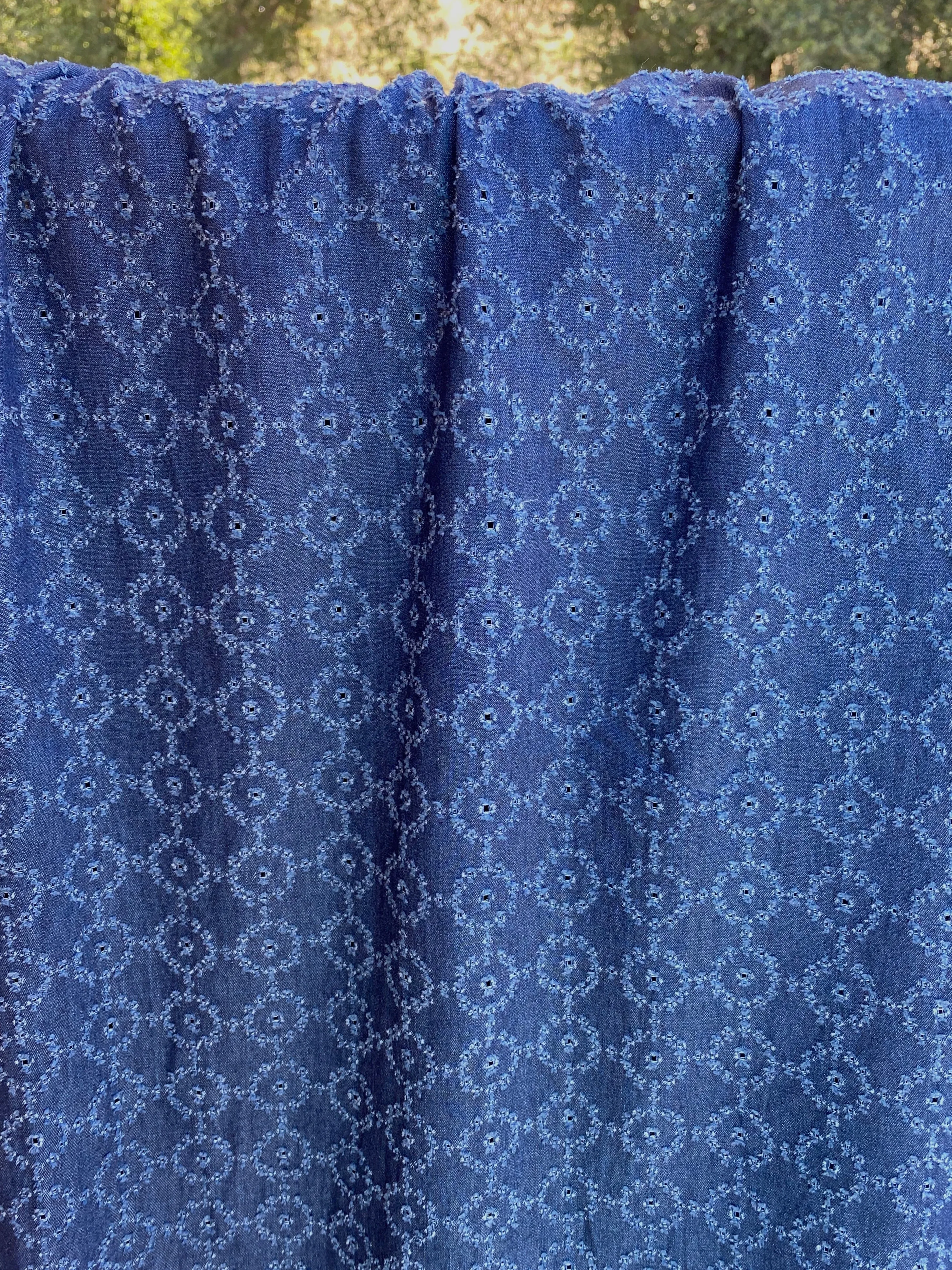 Perforated Circles Denim Woven