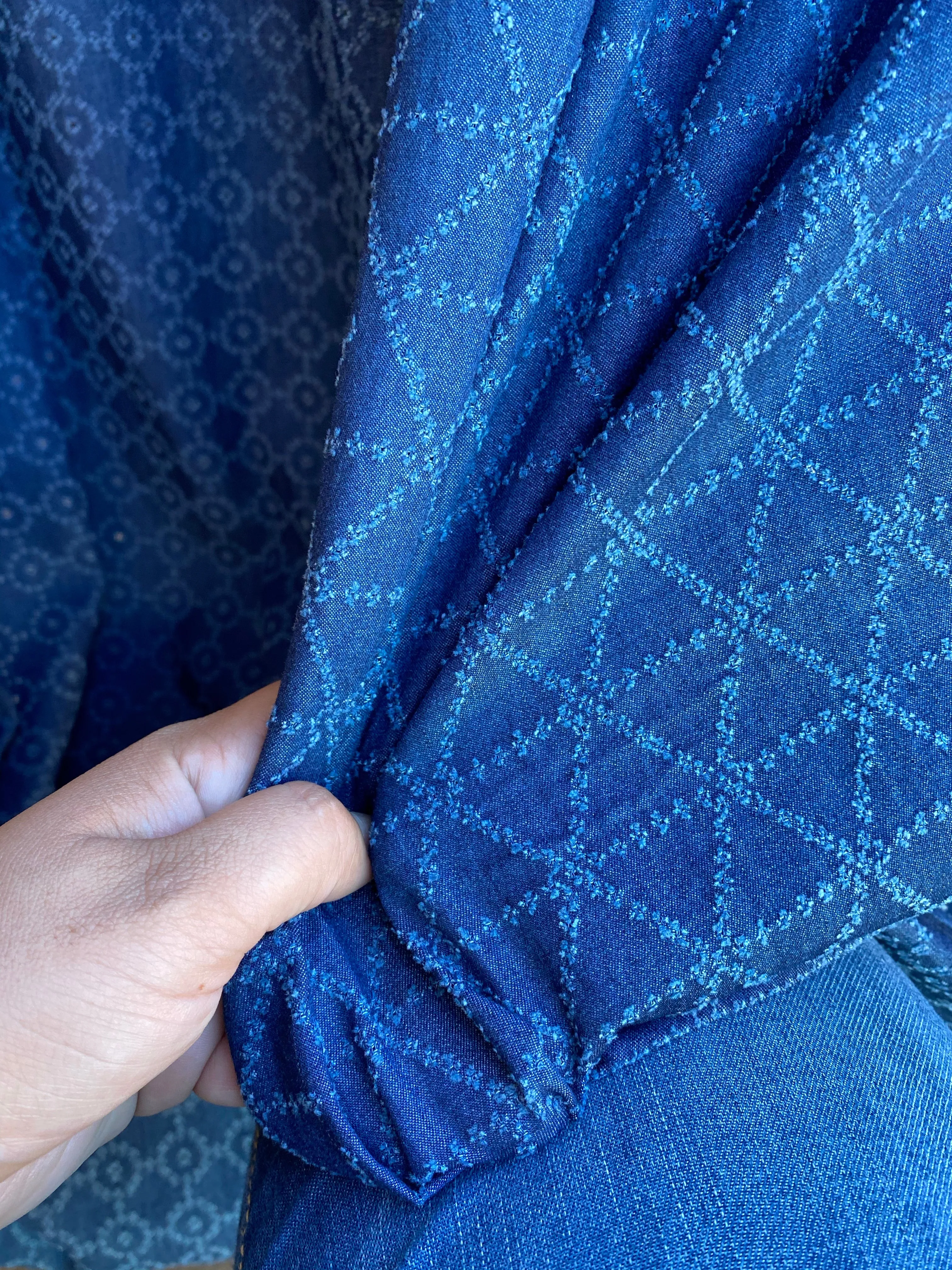 Perforated Geo Denim Woven