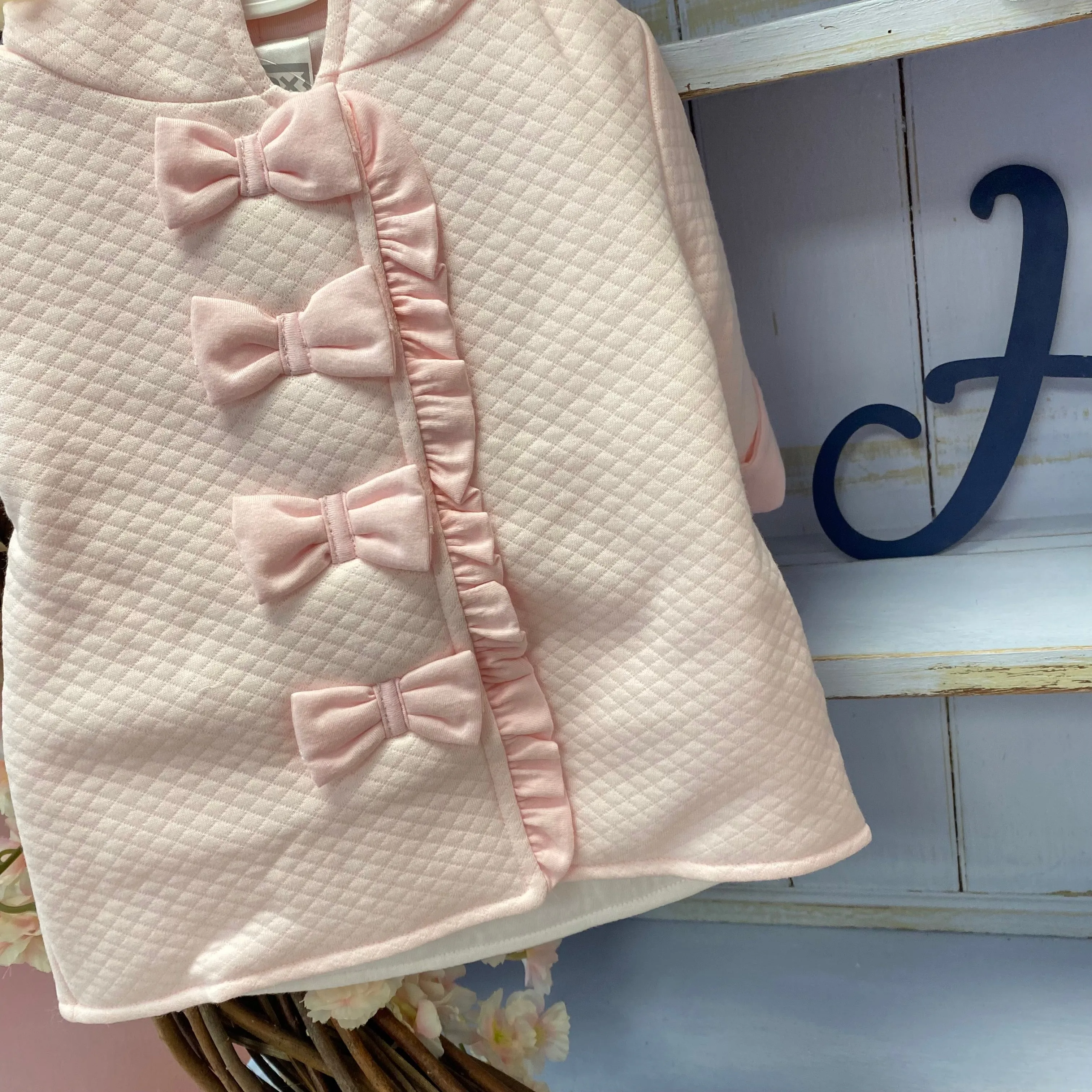 PEX Bow Quilted Coat - Pink or White