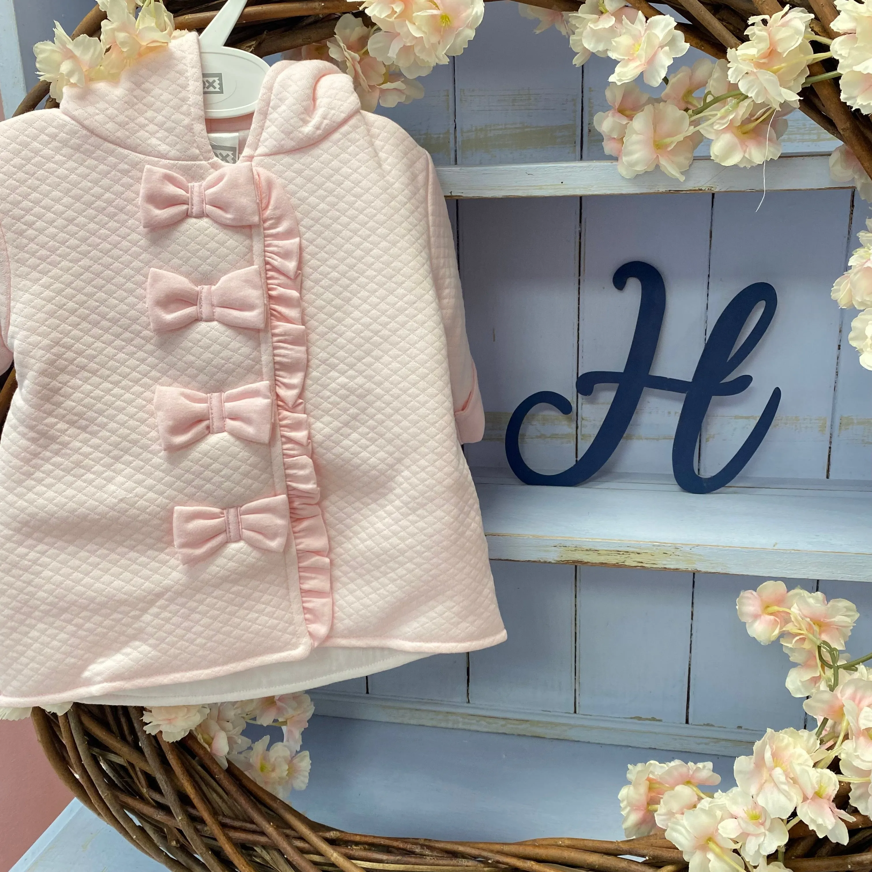 PEX Bow Quilted Coat - Pink or White