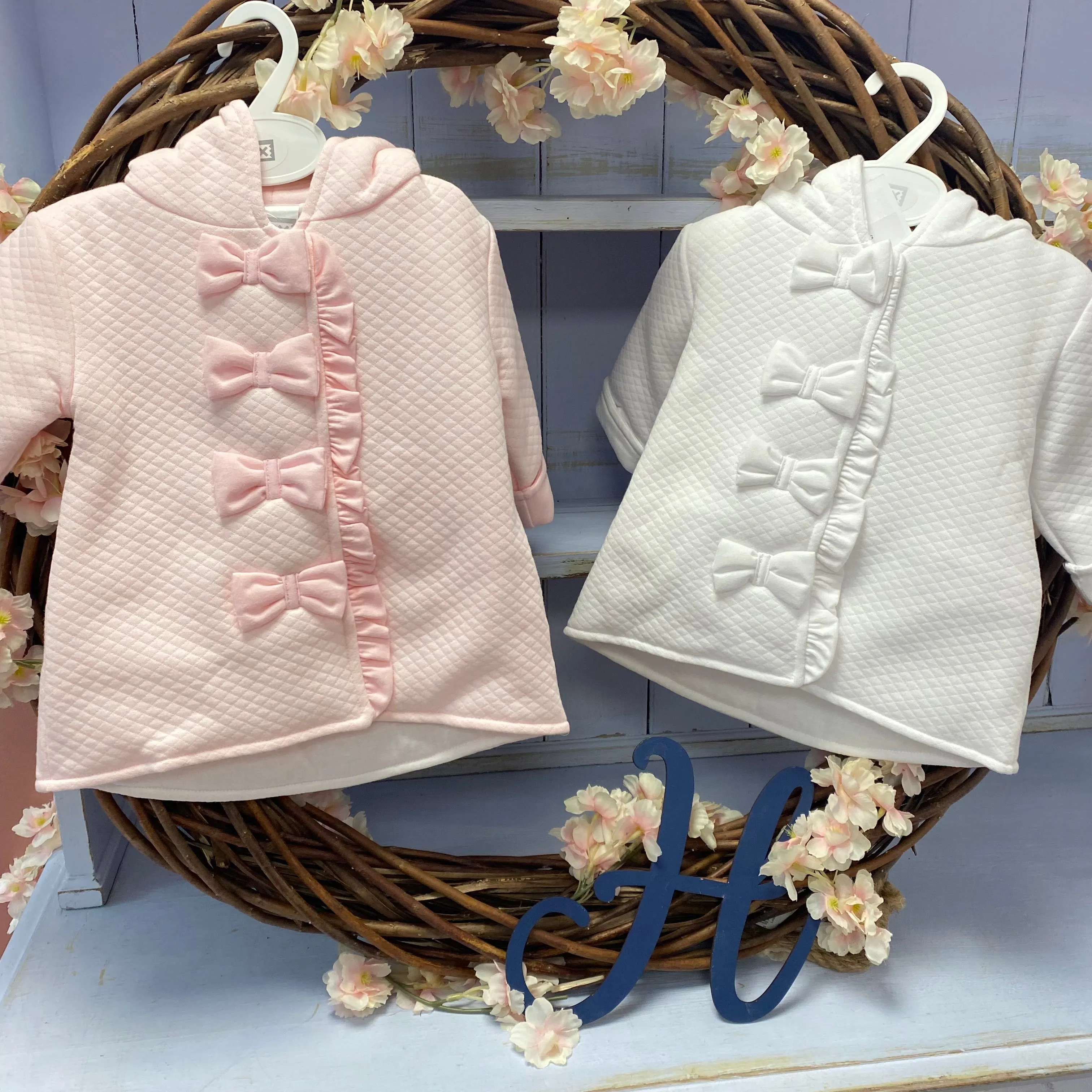 PEX Bow Quilted Coat - Pink or White