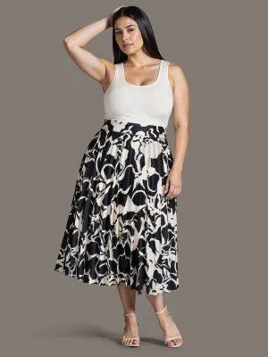 Plus Sunburst Print Pleated Midi Skirt