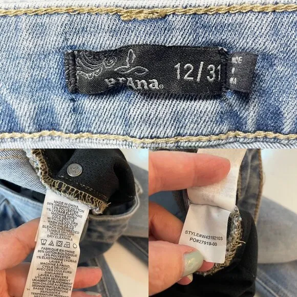 Prana Gram Crop Jeans Women's 12/31 Stretch Denim Exposed Button Fly Organic New