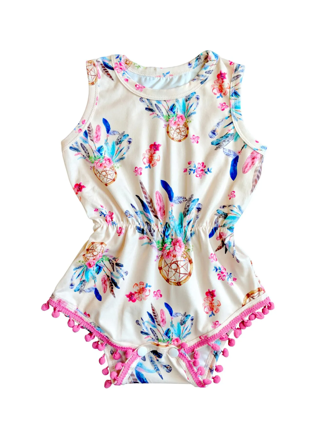 Pretty Dreamcatcher Pom Pom Romper Girl
