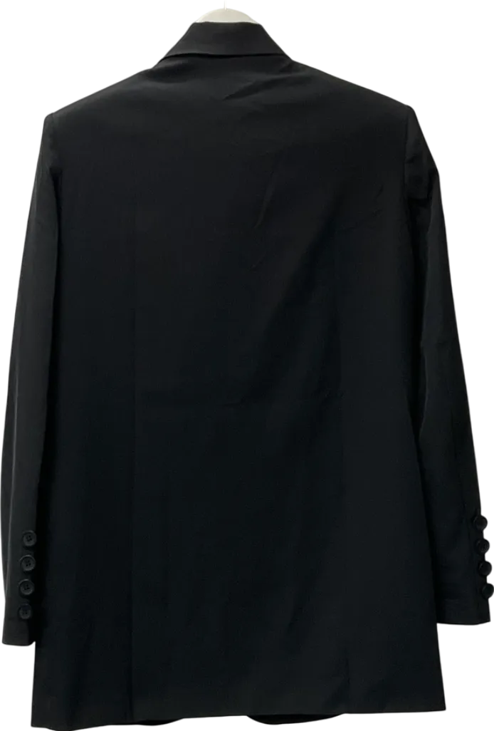 PrettyLittleThing Black Badge Detail Woven Oversized Long Sleeve Button Front Blazer UK 6