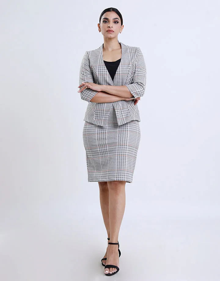 Printed Blazer and Skirt Set