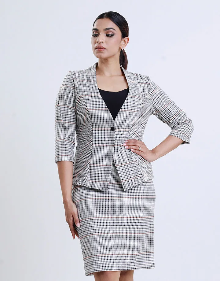 Printed Blazer and Skirt Set