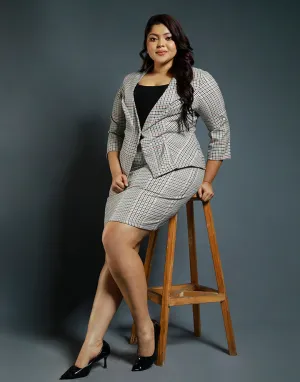 Printed Blazer and Skirt Set