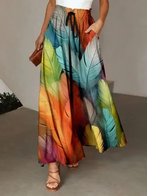 Printed Maxi Skirt with Pockets