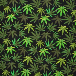 Printed Mini Matt Marijuana Leaf Black 150cm