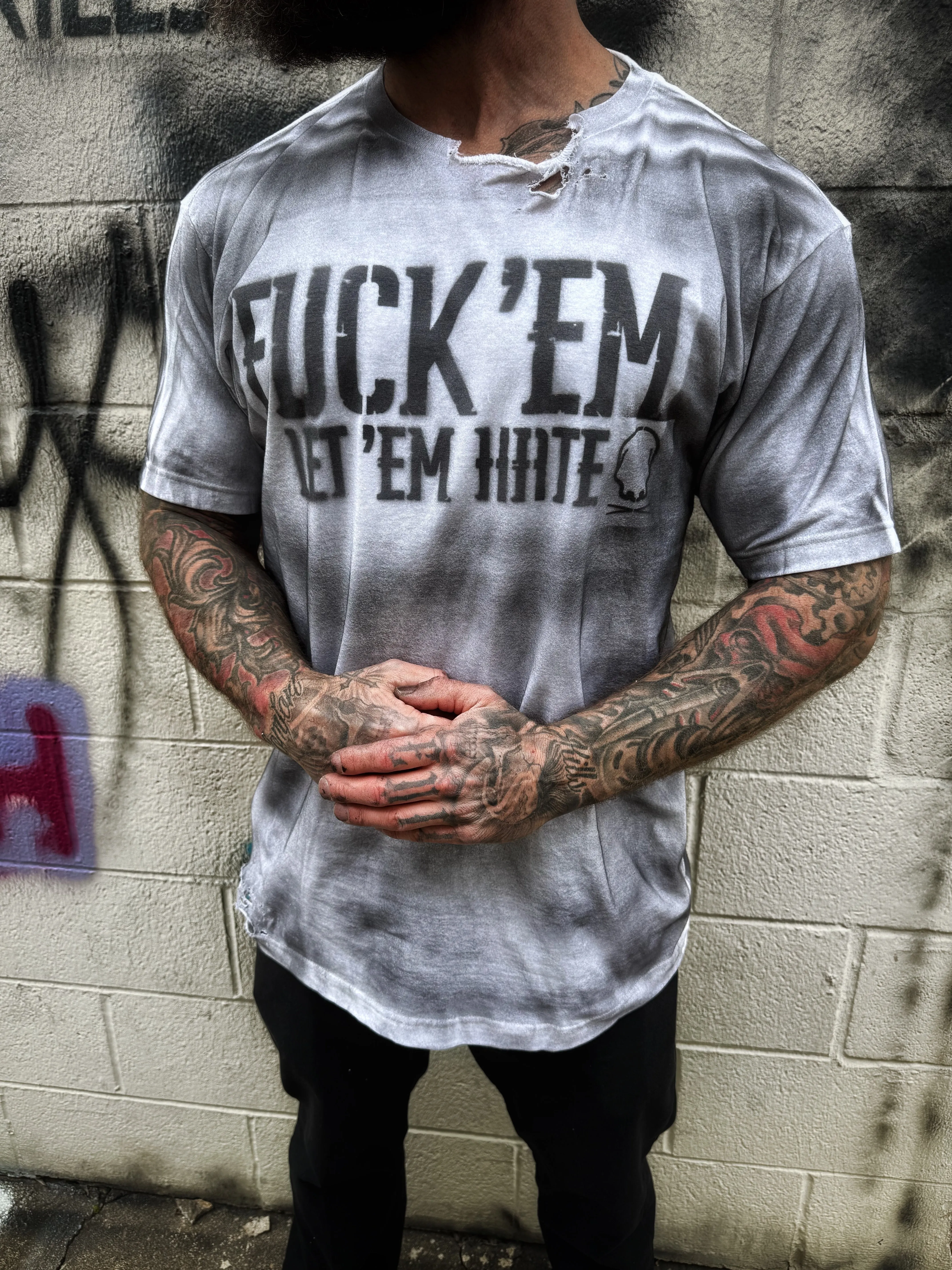 PUNK FUCK 'EM ROAD RASH WHITE TEE