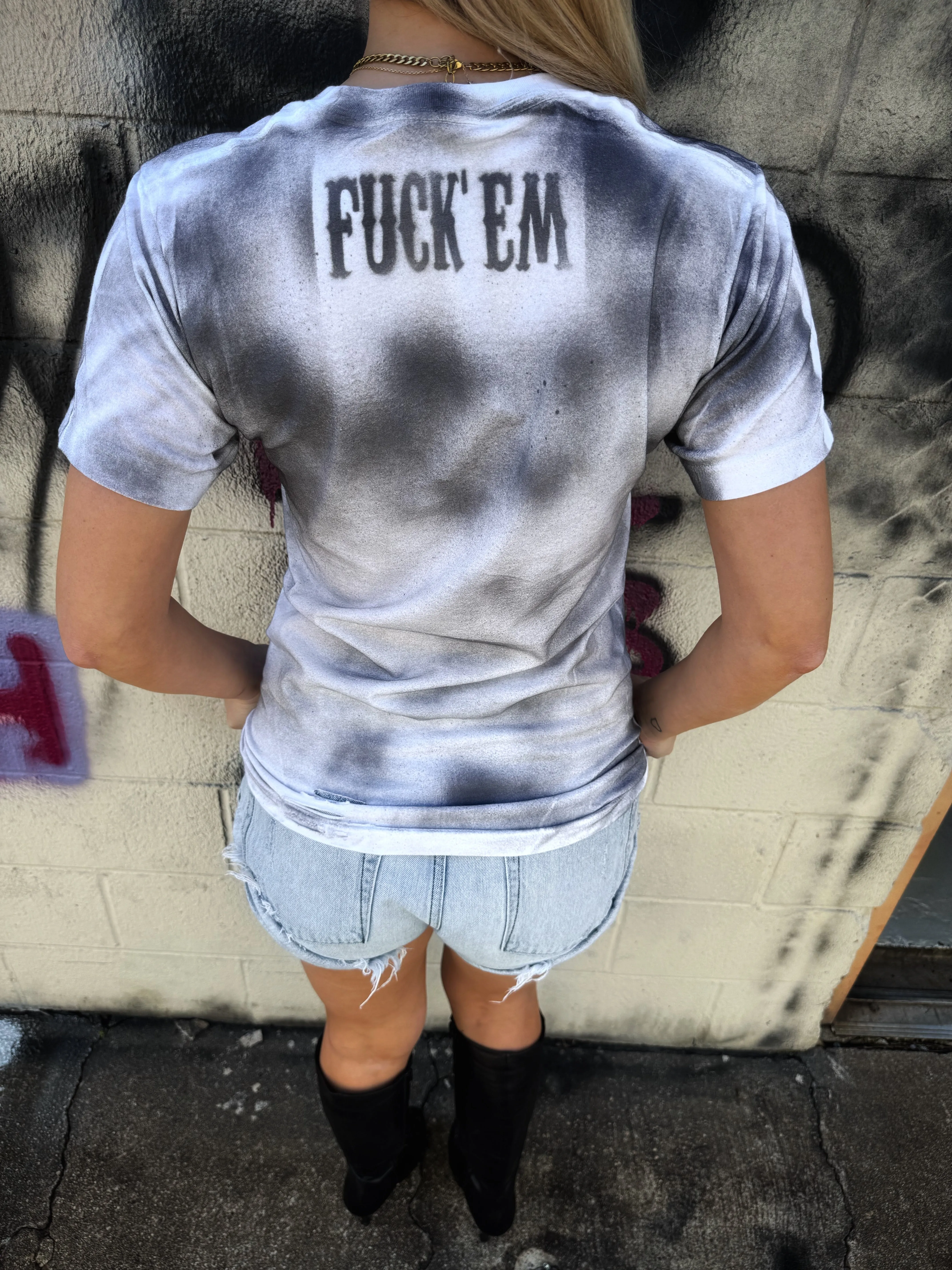 PUNK FUCK 'EM ROAD RASH WHITE TEE