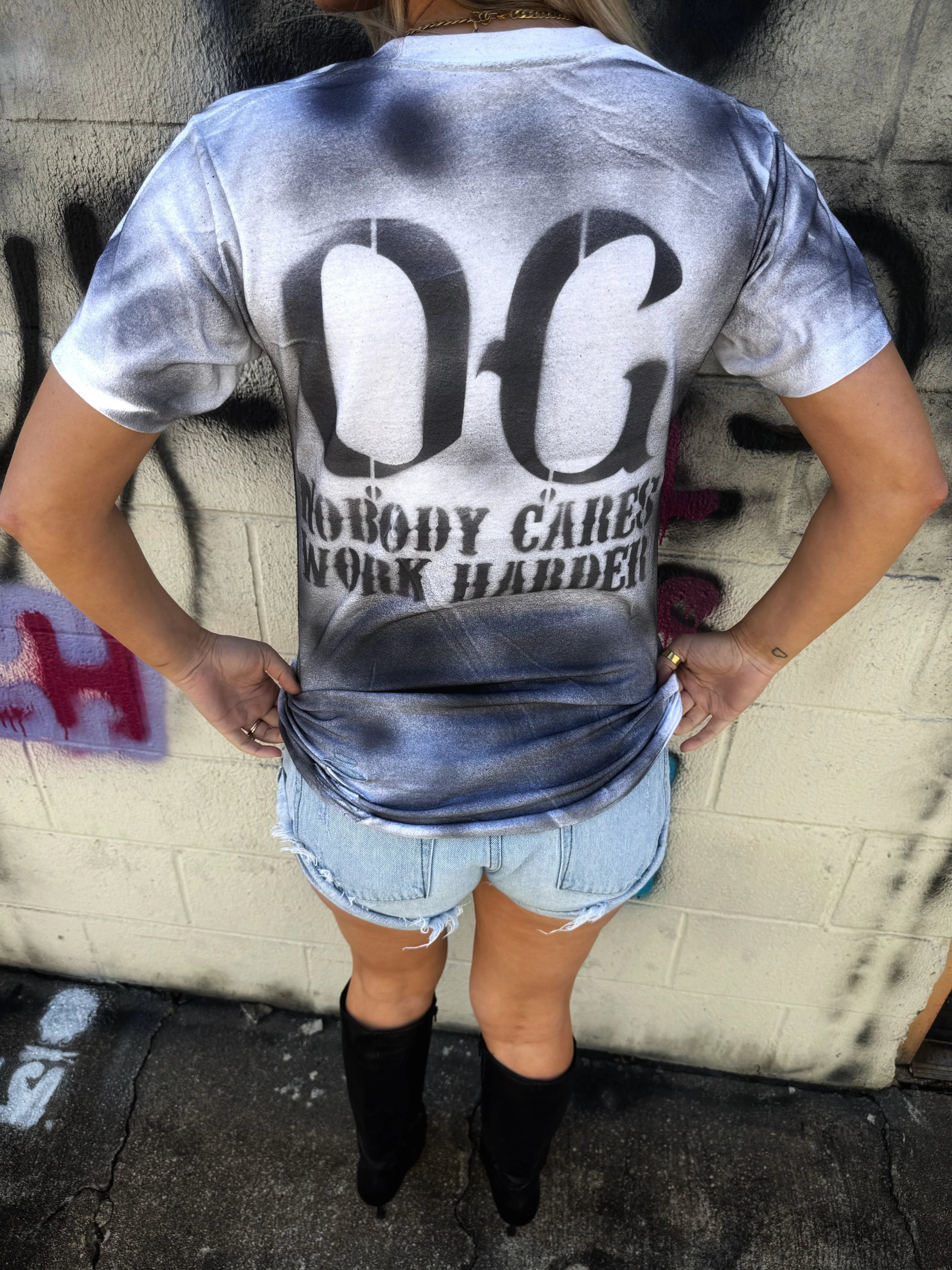 PUNK OG NOBODY CARES ROAD RASH WHITE TEE