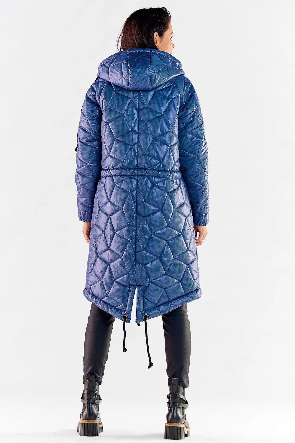 Quilted Hooded Knee-Length Jacket