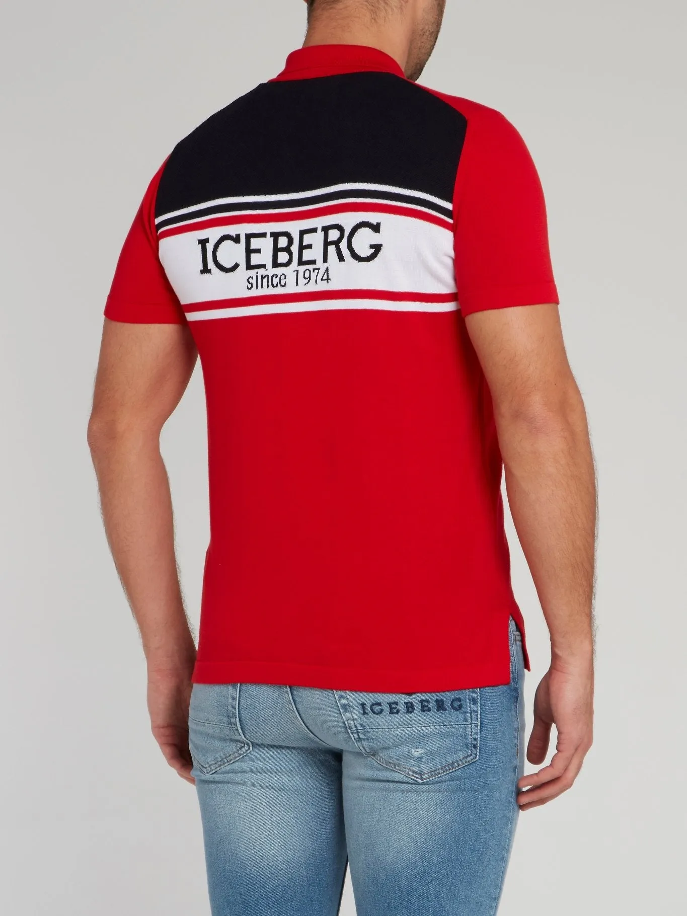 Red Rear Logo Knitted Polo Shirt