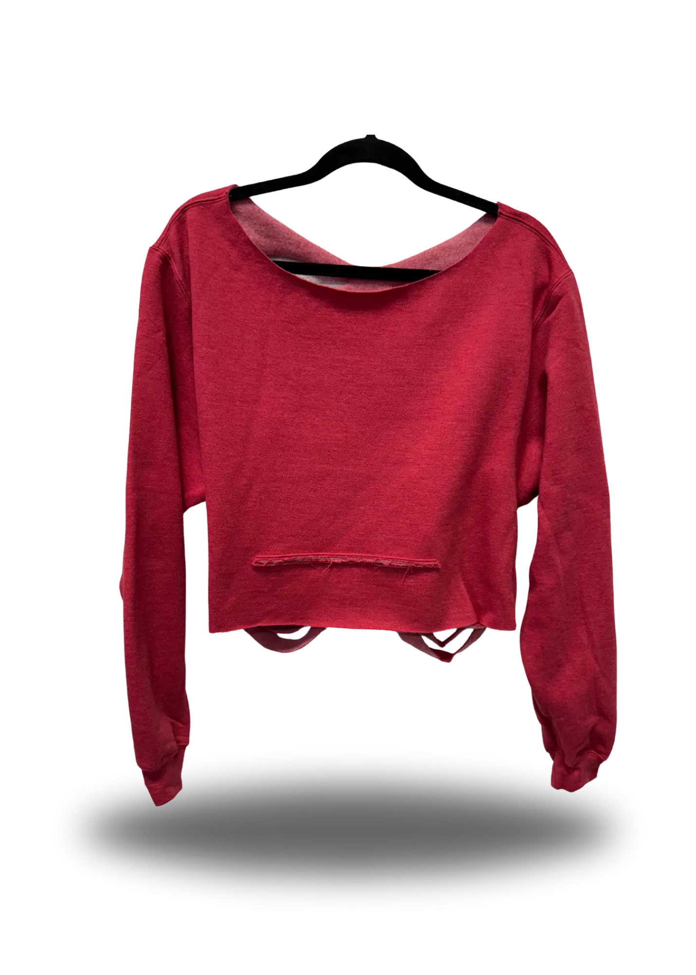 RED ROAD RASH WIDENECK CROP TOP SWEATER 1.0