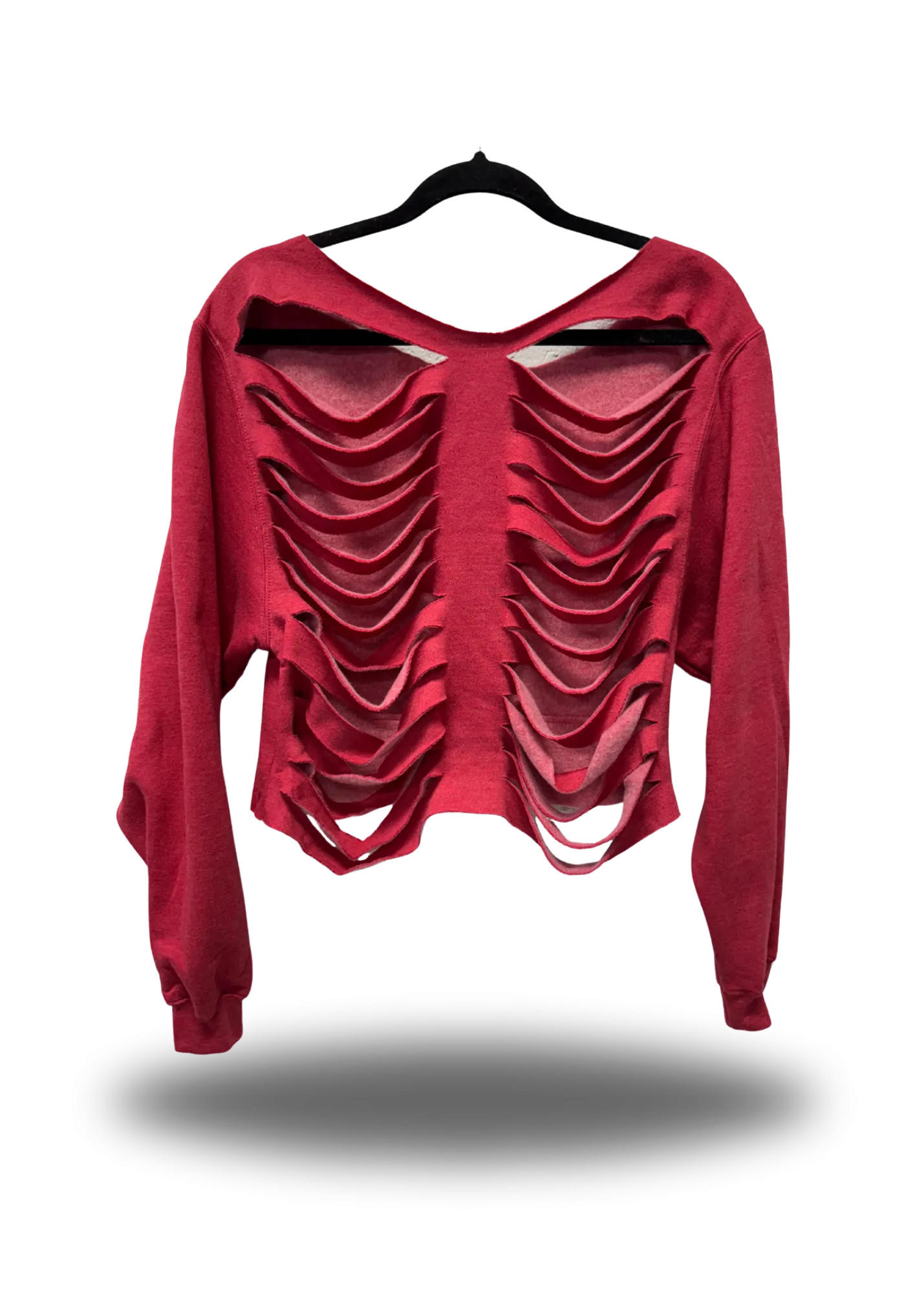 RED ROAD RASH WIDENECK CROP TOP SWEATER 1.0
