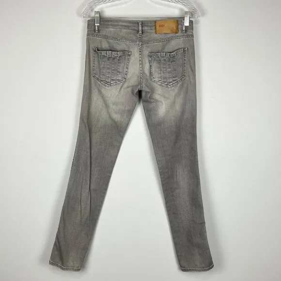 Red Valentino Womens Gray Skinny Jeans Pleated Pocket made in Italy size 26