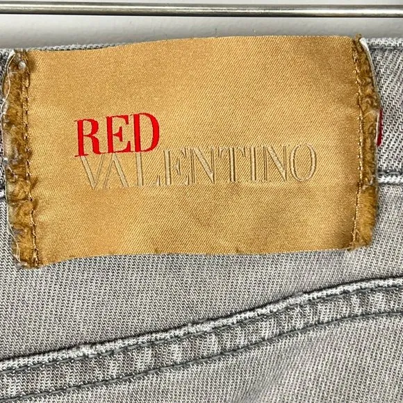 Red Valentino Womens Gray Skinny Jeans Pleated Pocket made in Italy size 26
