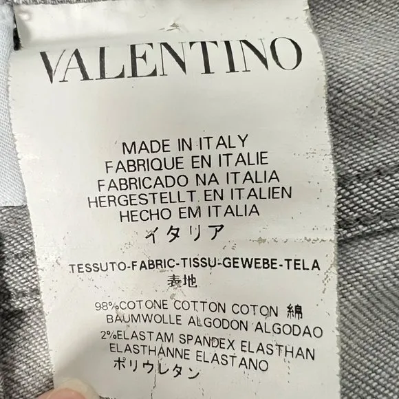 Red Valentino Womens Gray Skinny Jeans Pleated Pocket made in Italy size 26