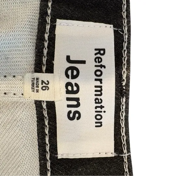 Reformation Black Hi-Rise Jeans Black/White Daisy Print Size 26 US 2 AWESOME
