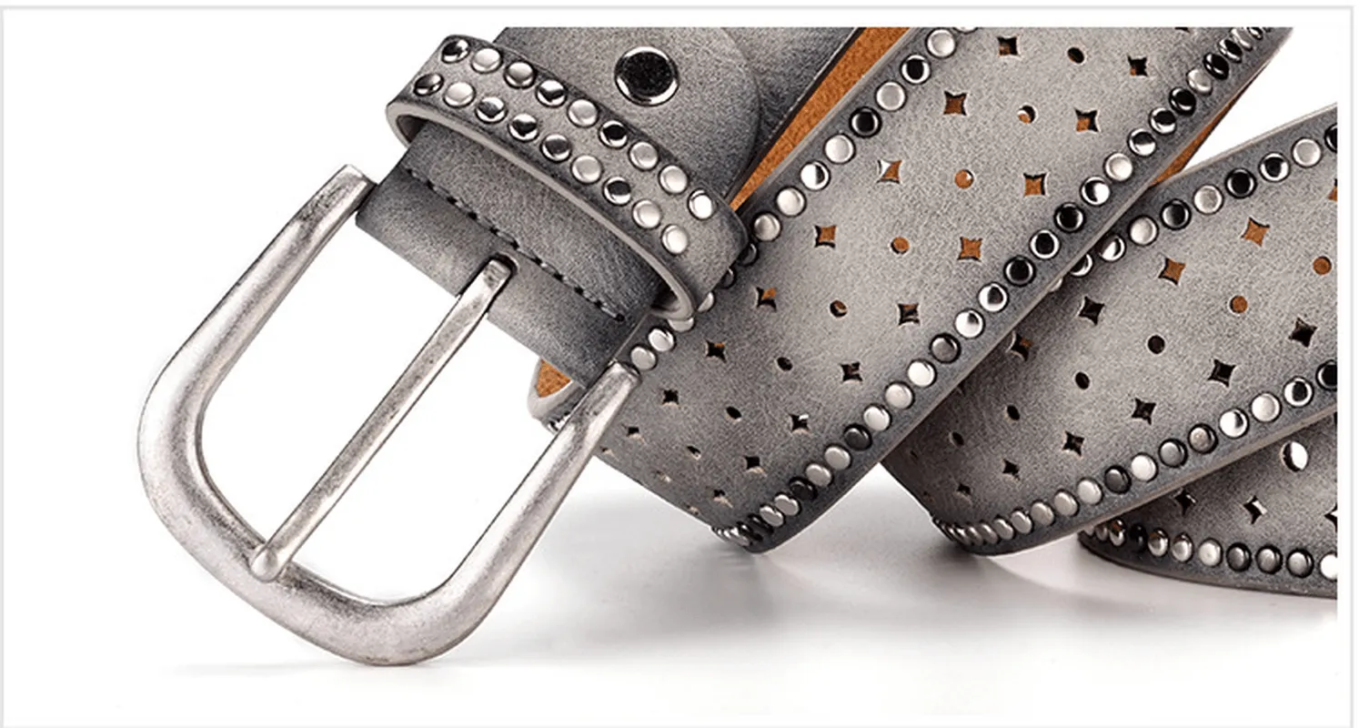 Rhinestone Rivet Alloy Pin Bucklea Fshion Casual with Jeans Belt
