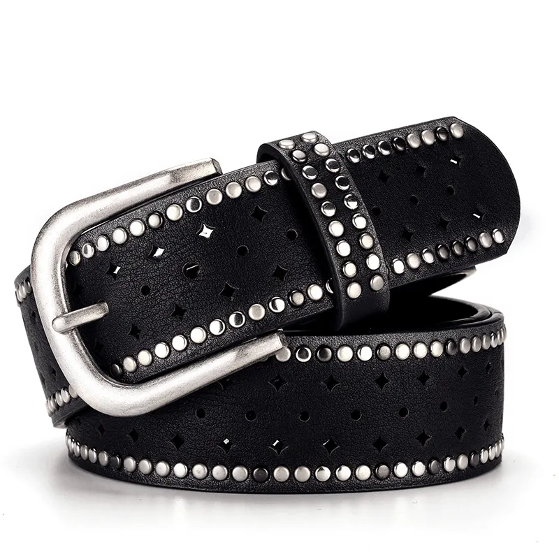 Rhinestone Rivet Alloy Pin Bucklea Fshion Casual with Jeans Belt