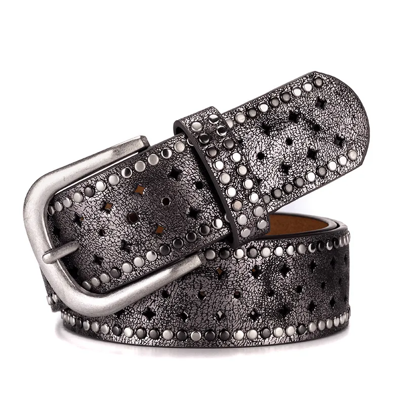 Rhinestone Rivet Alloy Pin Bucklea Fshion Casual with Jeans Belt