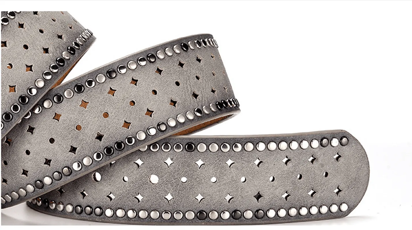 Rhinestone Rivet Alloy Pin Bucklea Fshion Casual with Jeans Belt