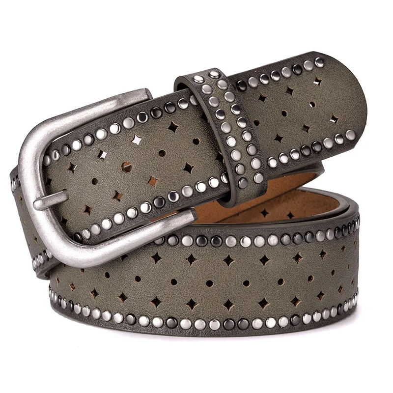 Rhinestone Rivet Alloy Pin Bucklea Fshion Casual with Jeans Belt