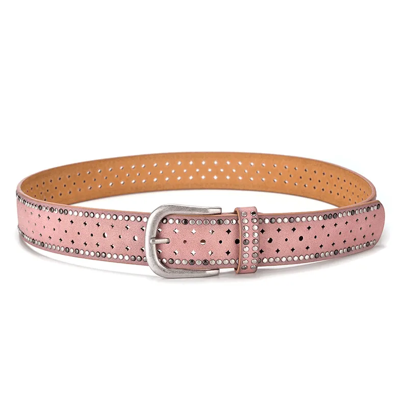 Rhinestone Rivet Alloy Pin Bucklea Fshion Casual with Jeans Belt