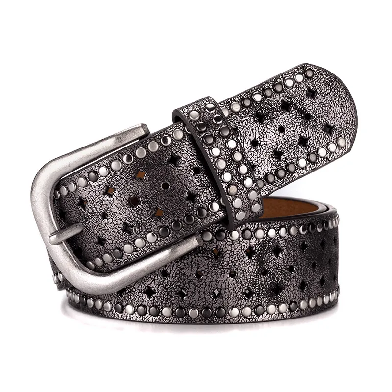 Rhinestone Rivet Alloy Pin Bucklea Fshion Casual with Jeans Belt