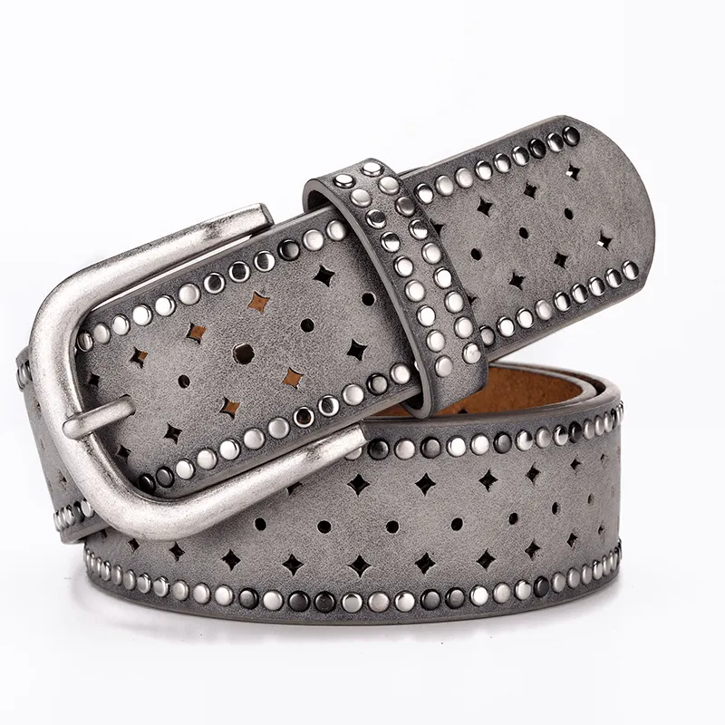 Rhinestone Rivet Alloy Pin Bucklea Fshion Casual with Jeans Belt