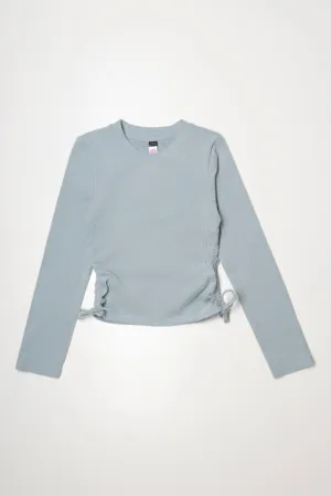 Rib Crew Neck Top Blue