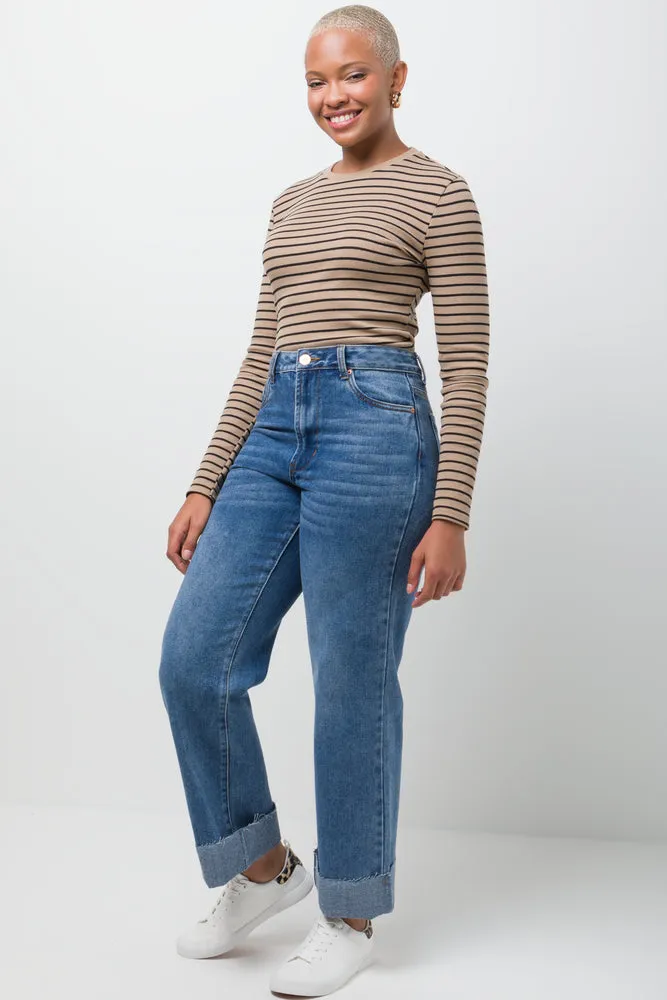 Rib Stripe T-Shirt Natural
