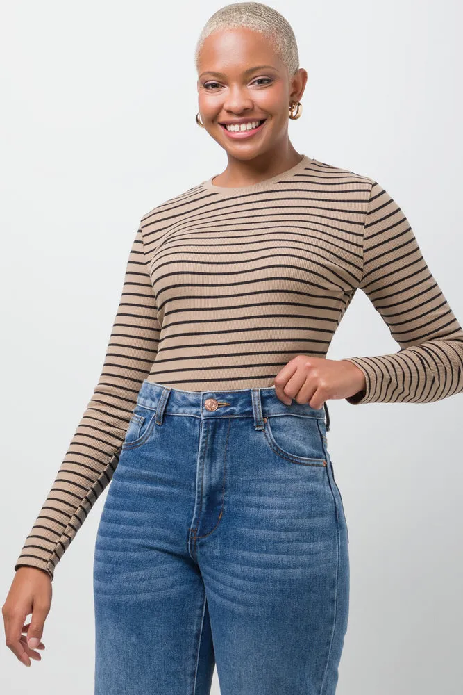 Rib Stripe T-Shirt Natural