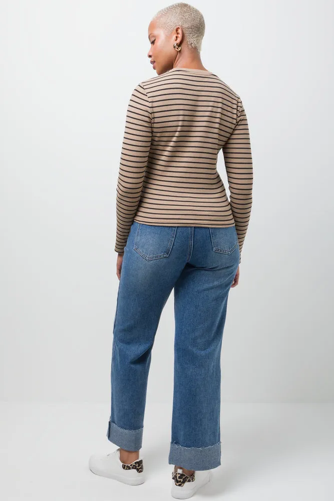 Rib Stripe T-Shirt Natural