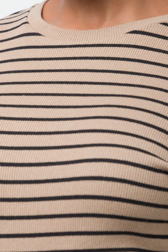 Rib Stripe T-Shirt Natural