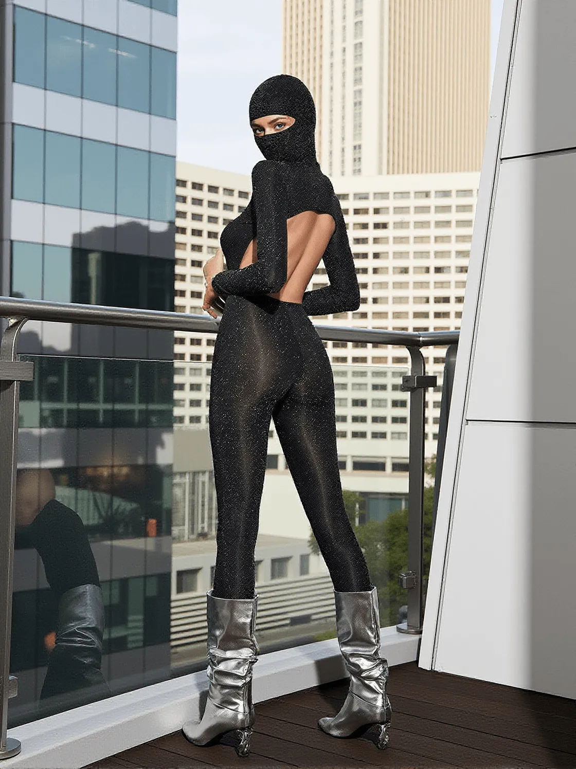 Rin Glitter Jumpsuit With Cap
