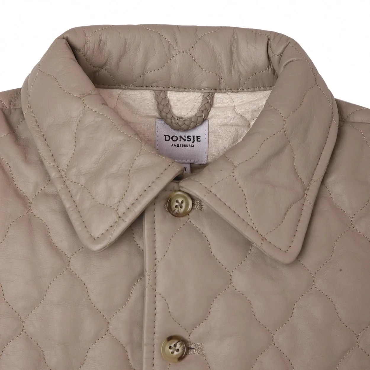 Rius Leather Jacket | Grey Beige Leather