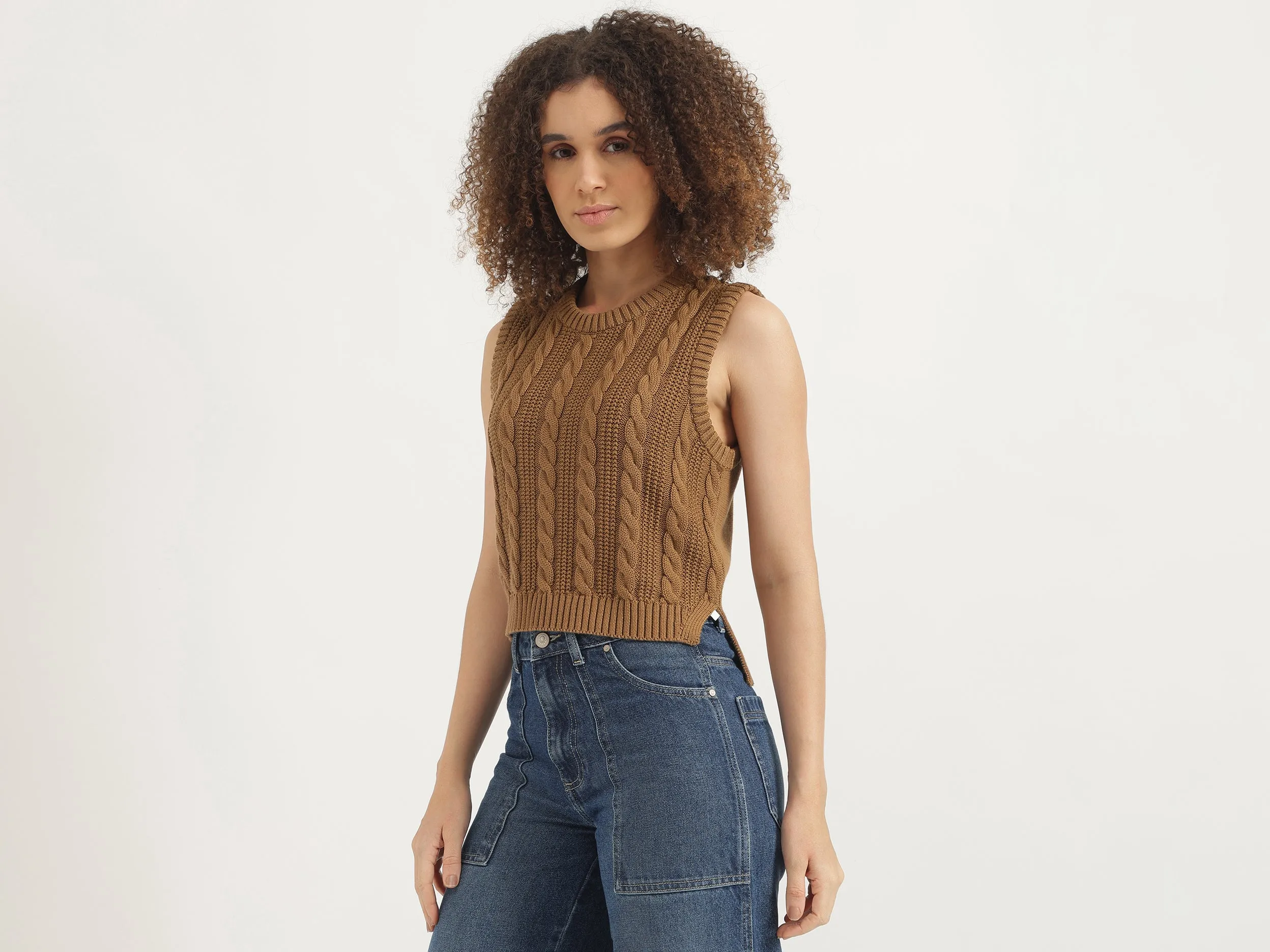 Round Neck Textured Top