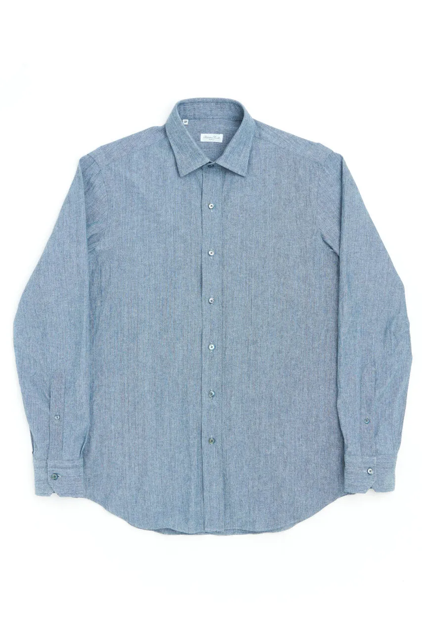 Salvatore Piccolo Classic Shirt Light Canvas Shimmering Blue