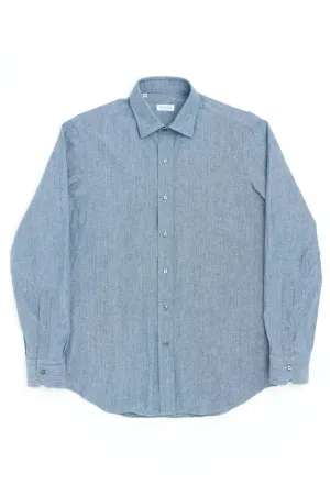 Salvatore Piccolo Classic Shirt Light Canvas Shimmering Blue