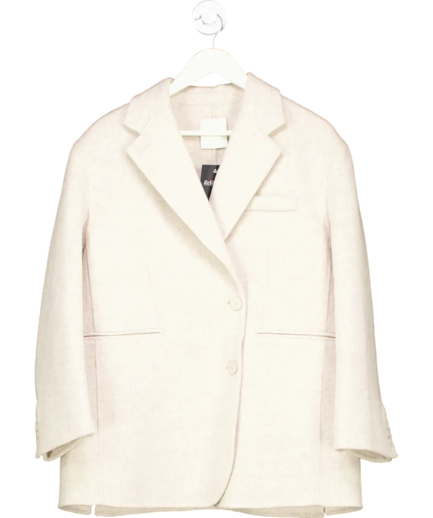 Sandro Cream Oversized Wool Blend Coat UK 8