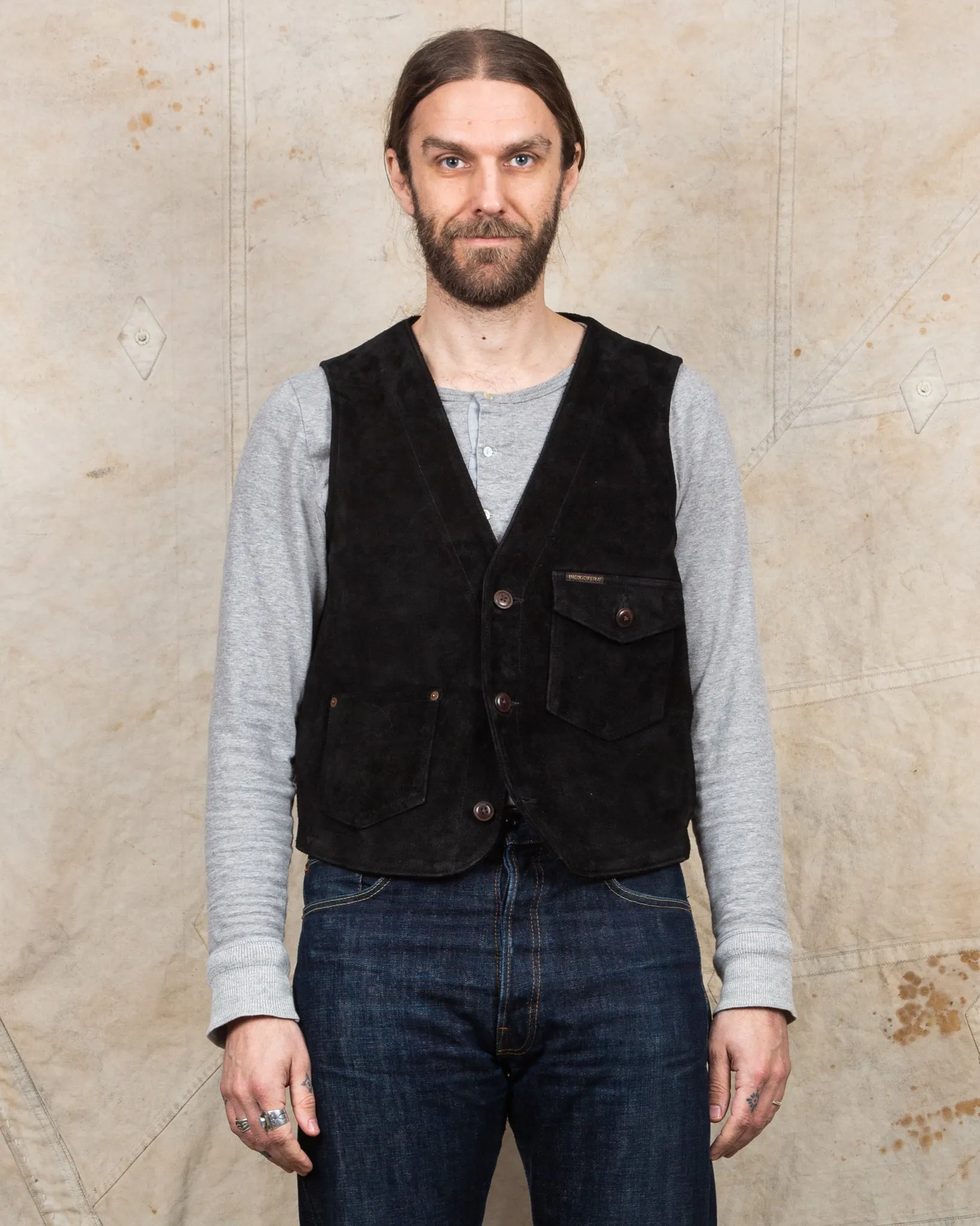 Second Hand Indigofera Harrison Leather Vest Black Size L