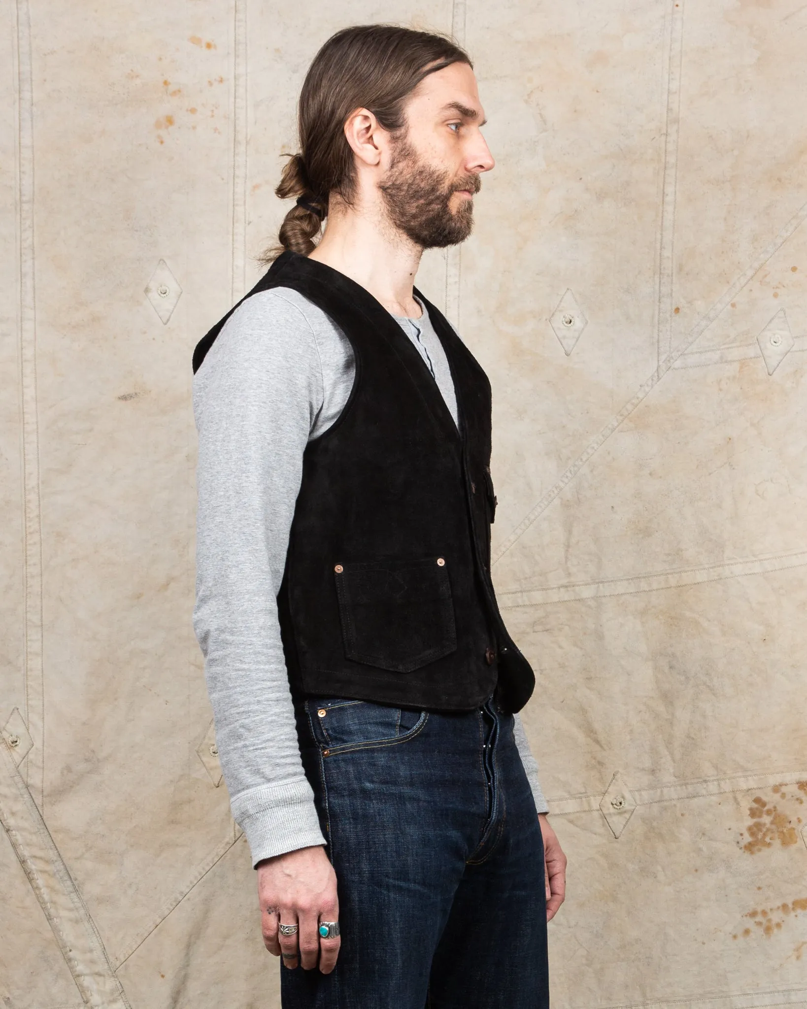 Second Hand Indigofera Harrison Leather Vest Black Size L