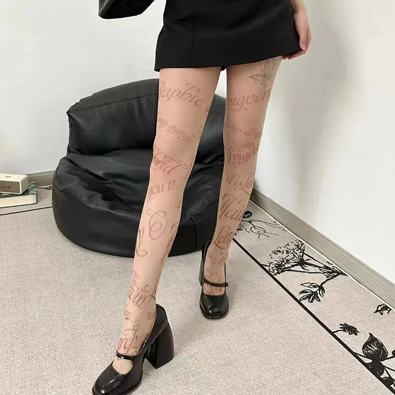 Sexy English Printed Lolita Pantyhose