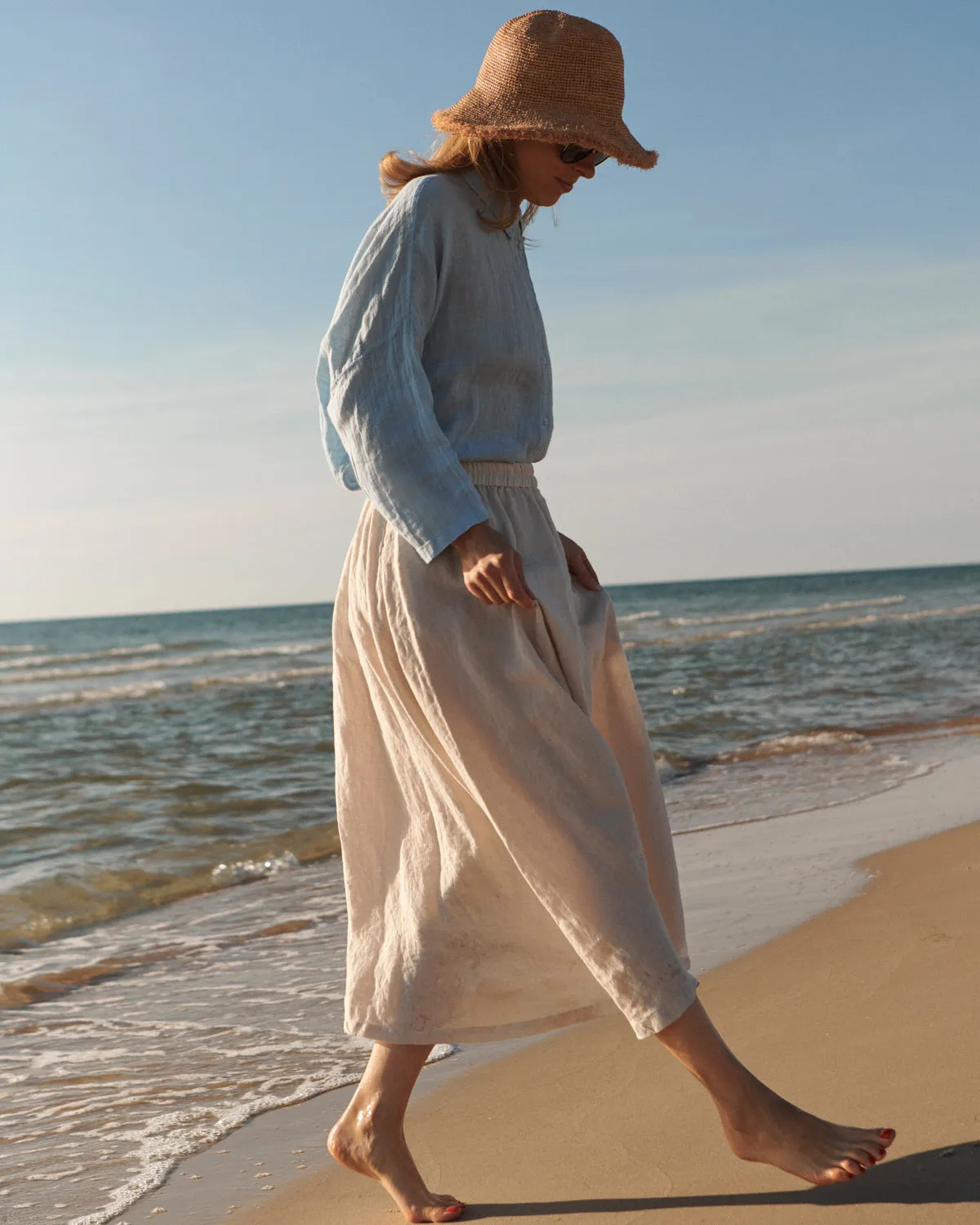 Shaina - Linen Skirt in Beige