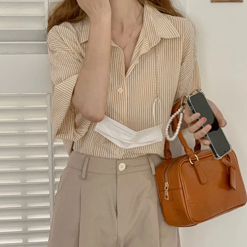 Short Sleeve Elegant Striped Shirts